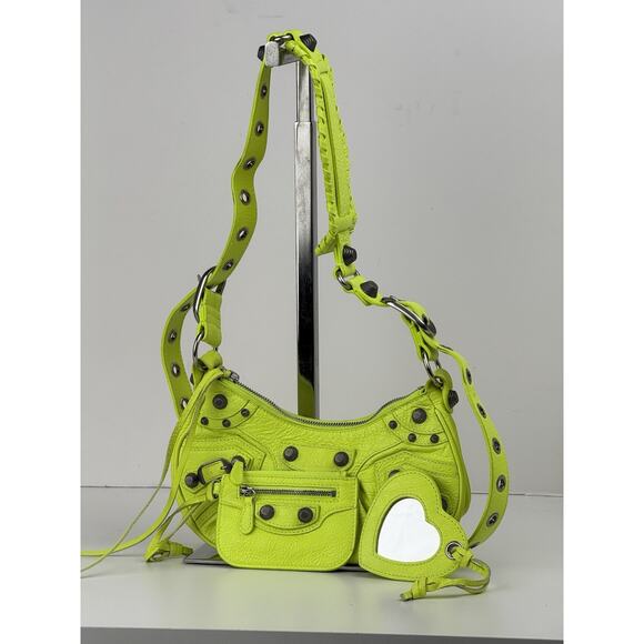 Balenciaga Le Cagole Shoulder Bag XS Yellow Neon Leather - Picture 1 of 7